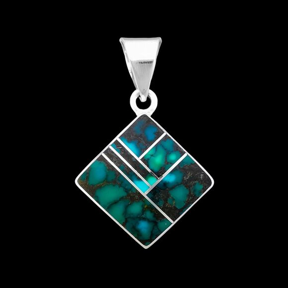 Navajo Turquoise Pendant • Smokey Valley Turquoise • 925 Sterling 